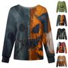 Women's Casual Fashion Long Sleeve Standing Collar Single Breasted Halloween Print Workwear Jacket Tops