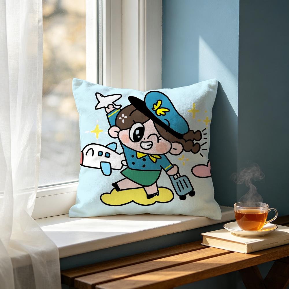 Cute PPigtails Girled Cushion Cover Cushion Cover Set Pcs x x x Pillowcase Decorative Sofa Home Decor