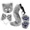 Halloween Plush Fox Mask Set with Ears Headband, Claws and Tail, Cosplay Accessories for Adults Kids