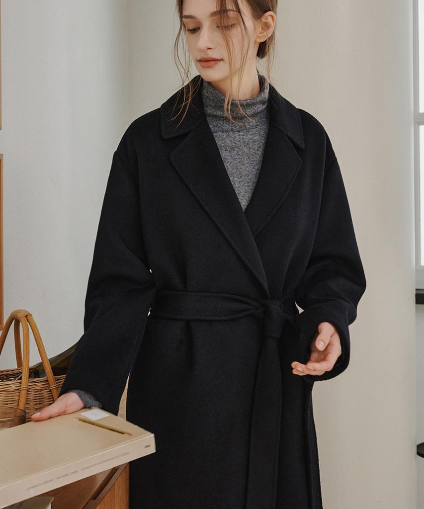 Maloupe 6510 Cashmere Long Coat (Black)