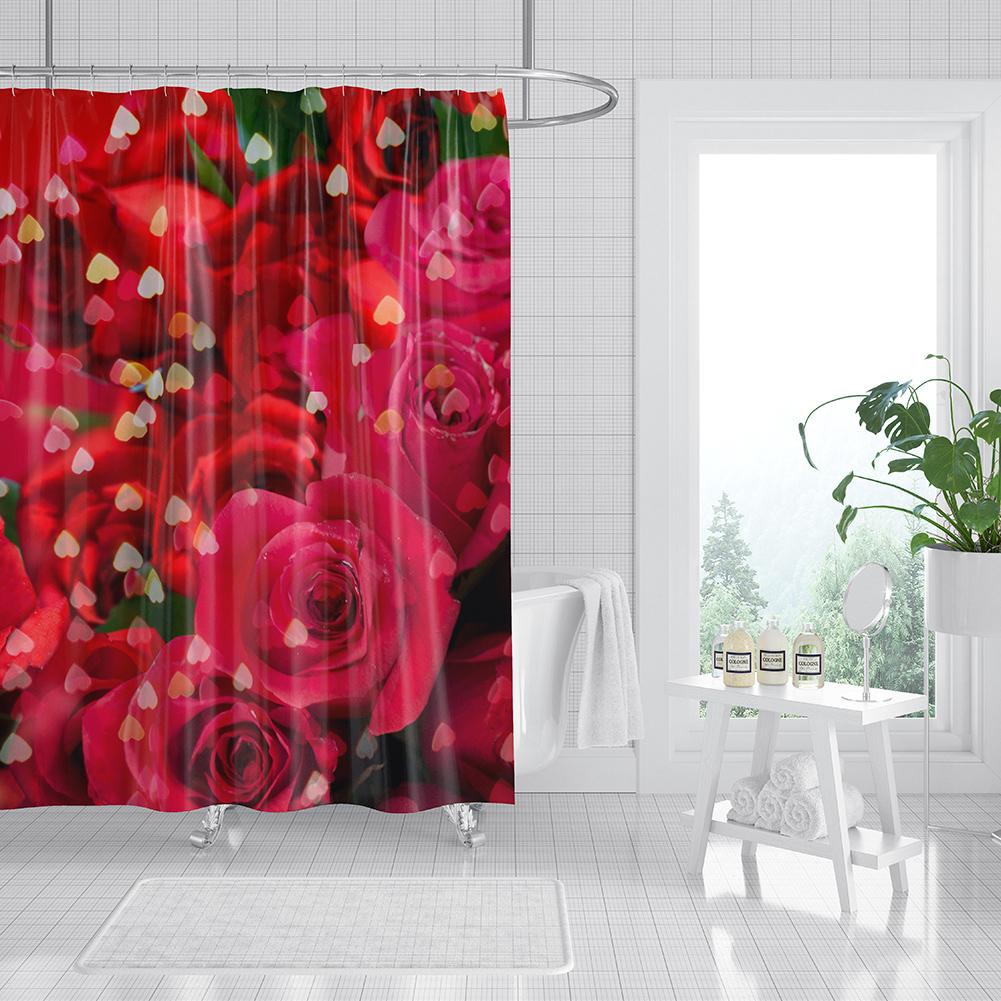 3D Flower Dolphin Bohemian Geometric Print Shower Curtain with Roller Hooks Modern Decorative Elegant Bathroom Curtains 180x180cm