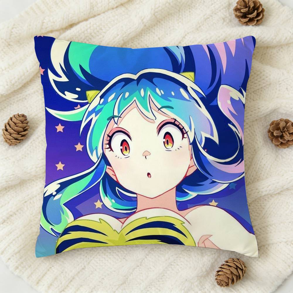 Urusei Yatsura Anime Doublesided Printed Square Decorative Cushion Cover for Sofa Living Room Home Decor