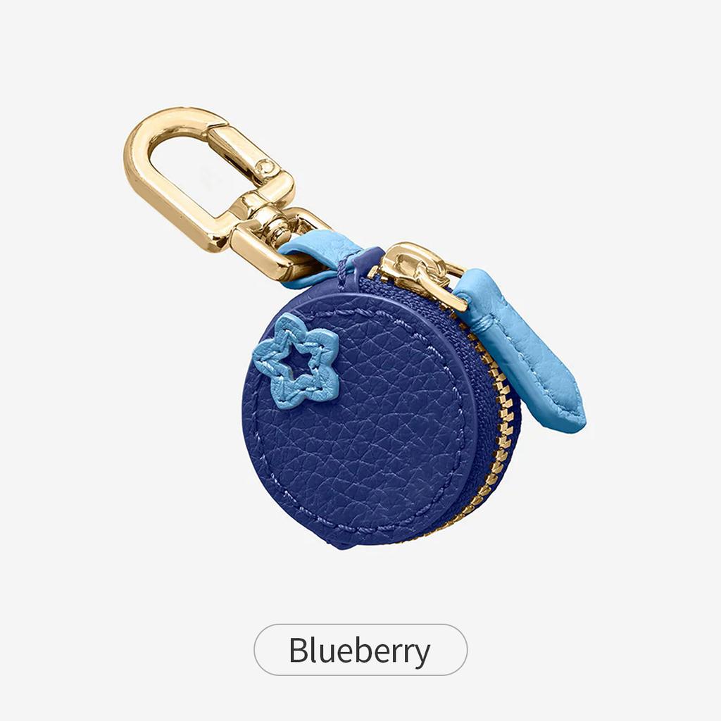 Multi-piece set - Mini cute blueberry fruit pendant coin purse keychain charm fashion PU leather charm small bag gift for women