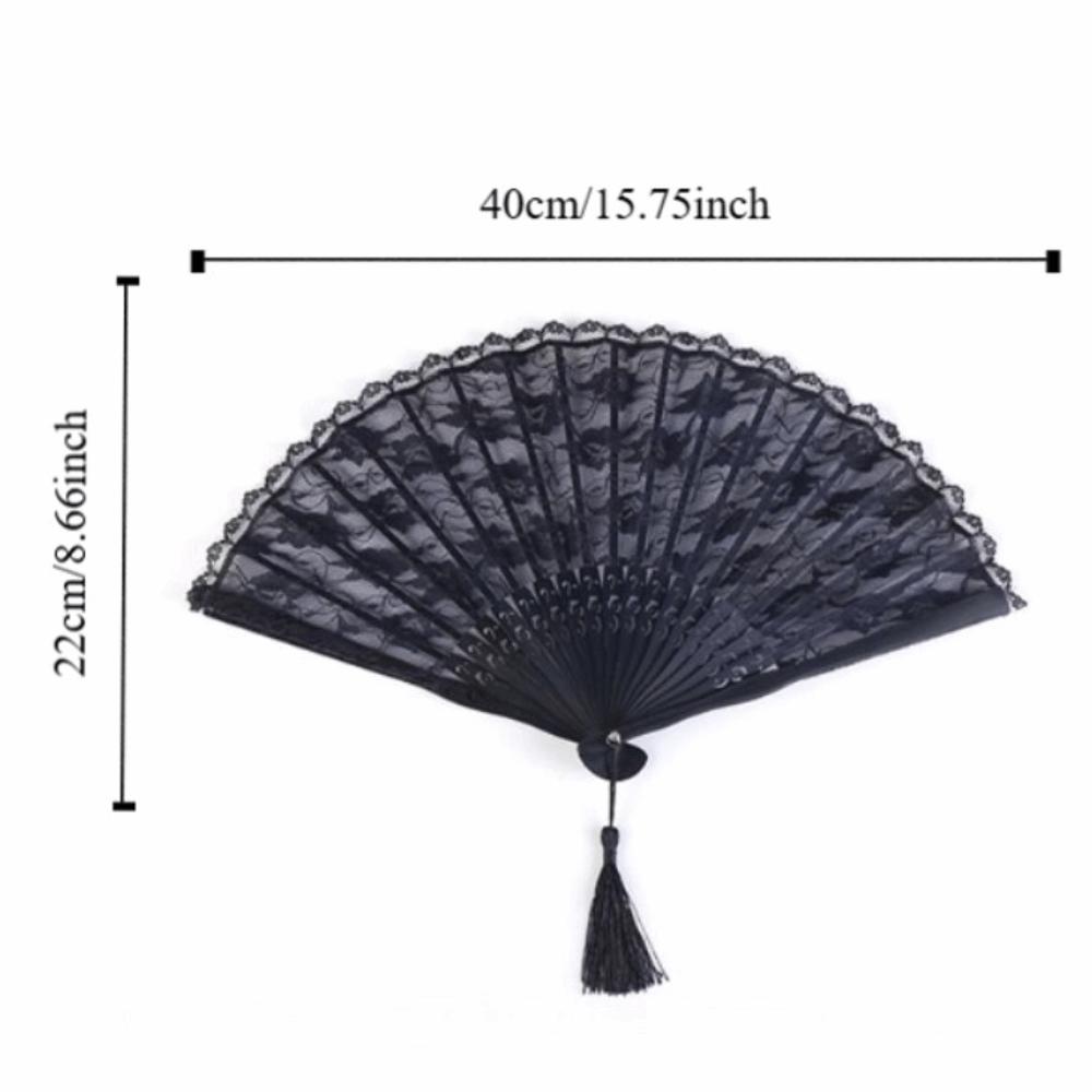 Bamboo Frame Lace Handheld  Folding Fan with Bags Bamboo Silk Folding Fan  Wedding Decoration