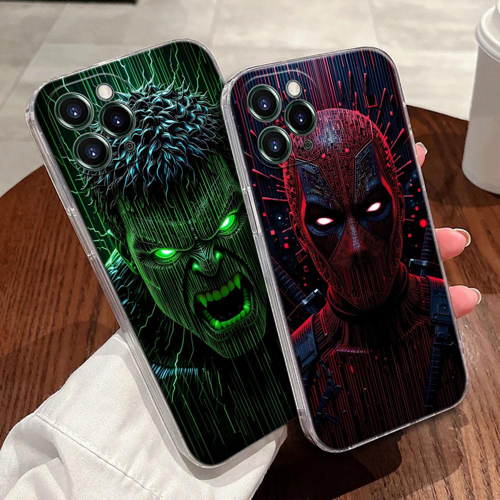 Чехол для телефона Marvel Heroes Deadpool Hulk Прозрачный для iPhone 17 Pro Max 17E 11 12 13 14 15 16 Pro Max Plus 17 Air 16E 7 X