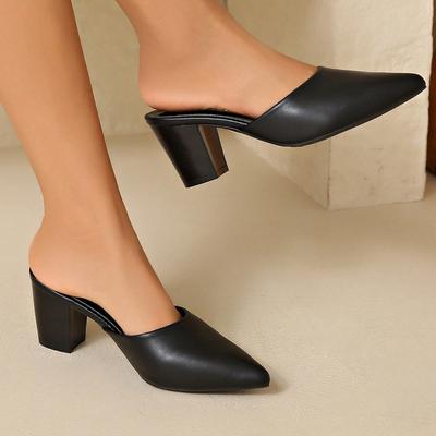 Туфли-лодочки с острым носком и неглубоким вырезом, женские летние новые, из мягкой кожи, с мягкой подошвой, противоскользящие, износостойкие, на блочном каблуке, на высоком каблуке