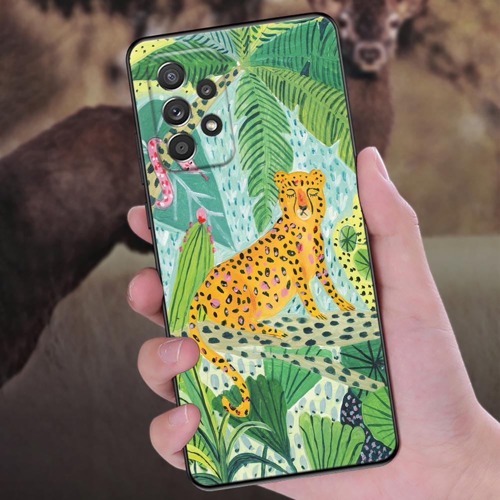 Иллюстрация джунглей Змея Кошки Ленивец Чехол для телефона для Samsung Galaxy A57 A56 A37 A55 A36 A26 A54 A52 A35 A34 A25 A17 A16 A07 Чехол
