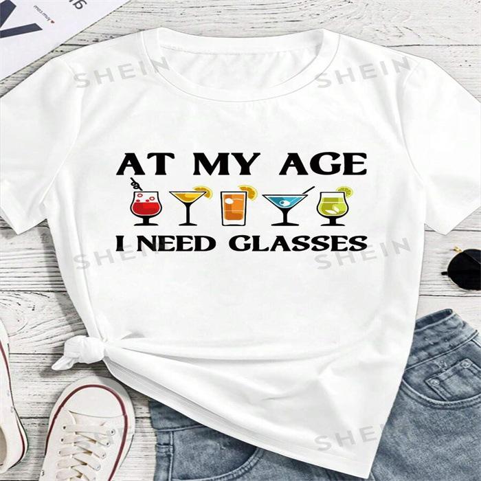 Летний топ с круглым вырезом и принтом, модные повседневные милые женские футболки из чистого хлопка с короткими рукавами