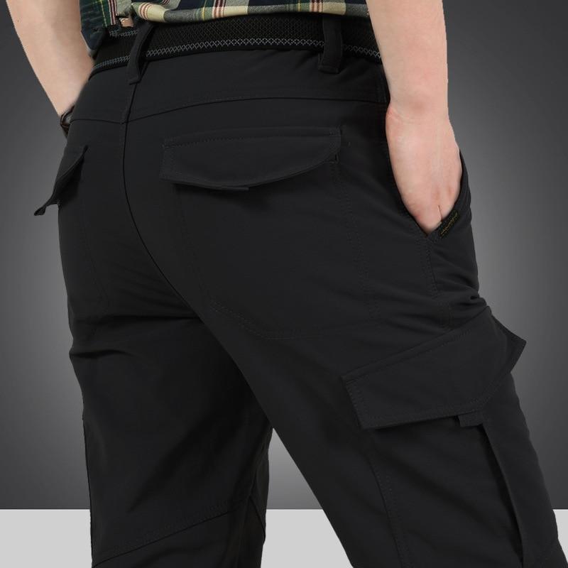 Men's Winter Thick Fleece Warm Stretch Cargo Pants Military SoftShell Waterproof Casual Pants Tactical Trousers Plus Size 4XL