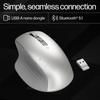 HP 930 Silver Bluetooth Mouse, Rechargeable, USB-C Charging, 3-Device Connection, 4-Way Scroll Wheel, 7 Programmable Buttons, Compatible with Mac,