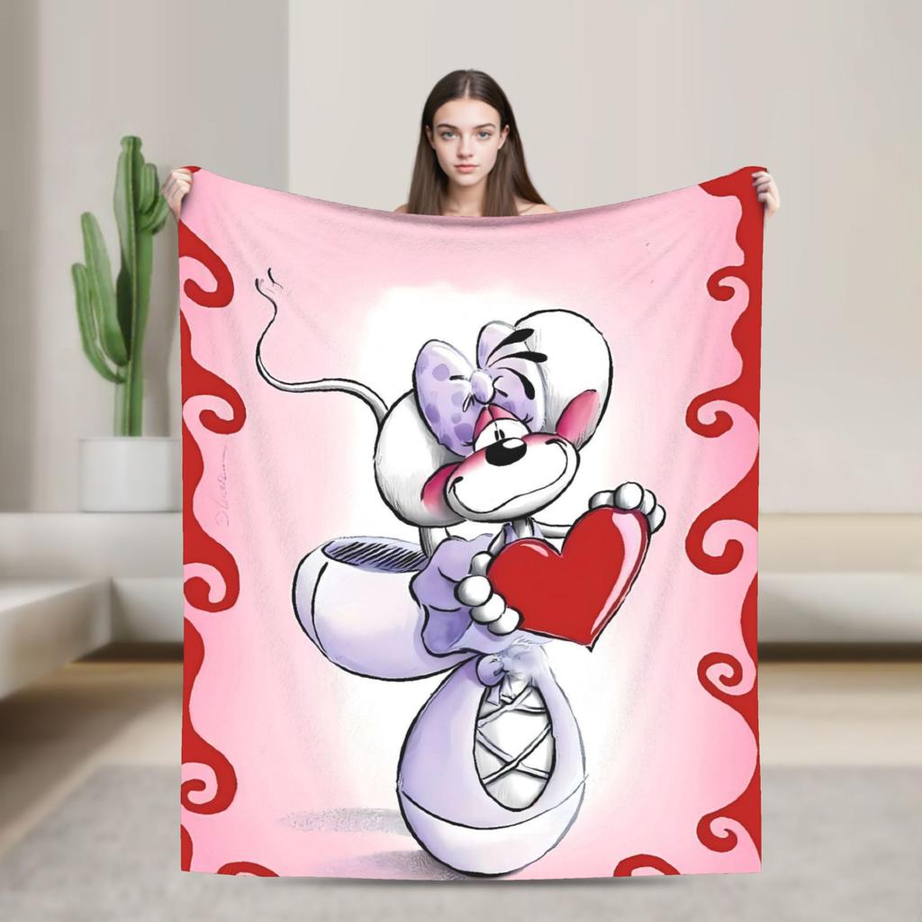 Warm Blanket Travel Diddl Diddlina Fall in Love Throw Blanket Flannel Bedspread For Couch Chair Sofa Bed Print Sofa Bed Cover