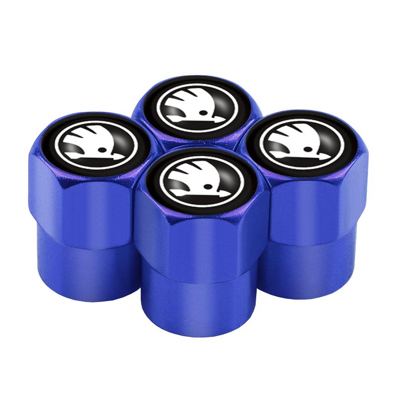 WMTY7 4pcs Car Aluminum Styling Emblem Wheel Tire Valve Stem Air Caps For Skoda Octavia Fabia Rapid Yeti Superb Octavia A5 A7 VRS VII
