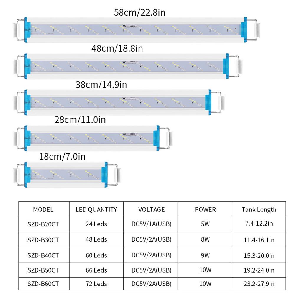 Светодиодная система освещения для аквариума, питание от USB, 6 рядов ярких светодиодов, с регулировкой яркости, для аквариумов