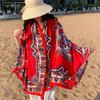Boho Chic Cotton Linen Scarf Women UV Protection Wrap Shawl Vintage Ethnic Print Beach Travel Accessory