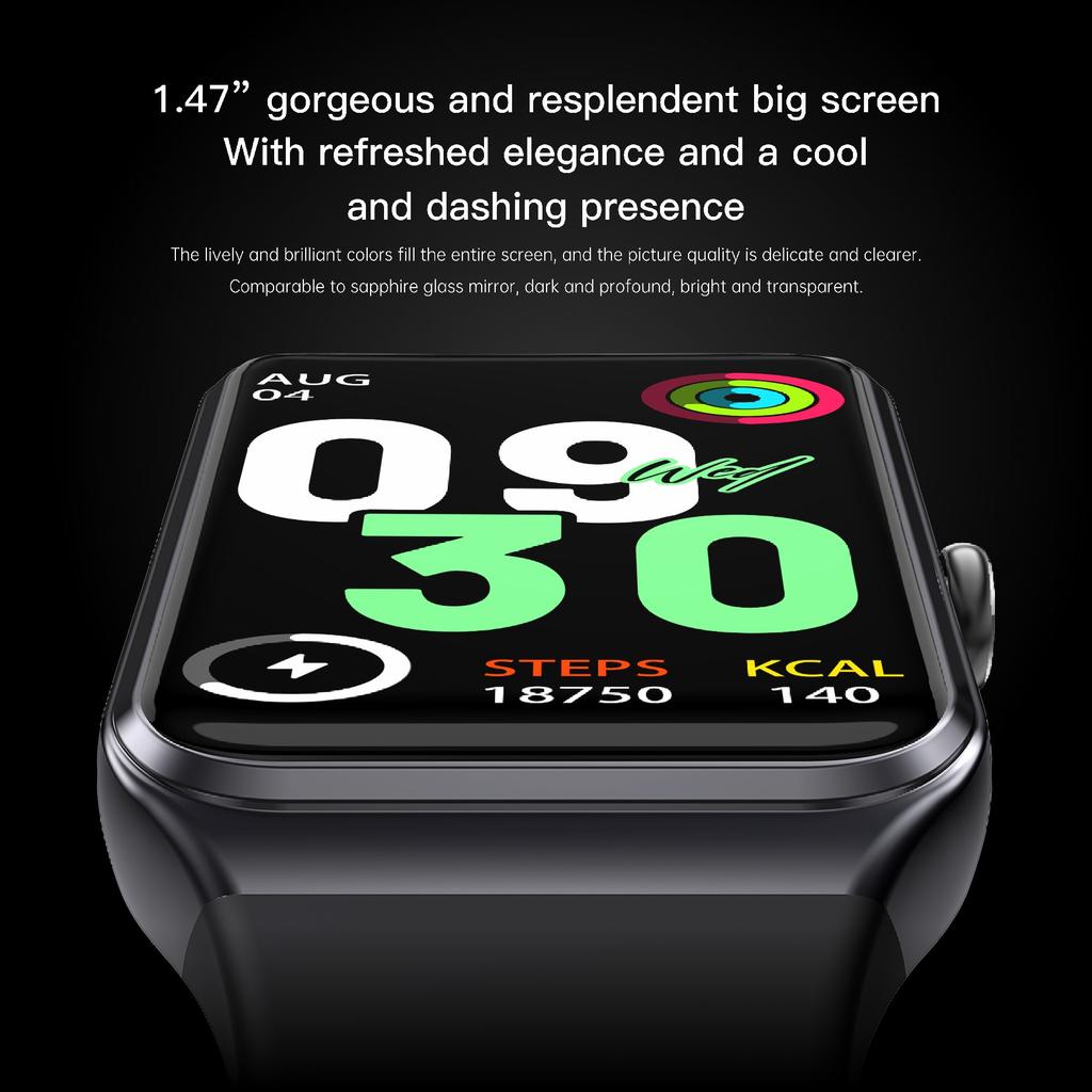 C82 1,47-дюймовые умные часы с мониторингом здоровья (пульс, артериальное давление, температура тела), спортивный браслет