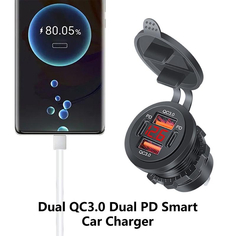 Розетка USB 12В-24В Автомобильная розетка USB для зарядки Двойная QC3.0+Двойная PD Type-C розетка USB-порт для лодок Морской грузовик