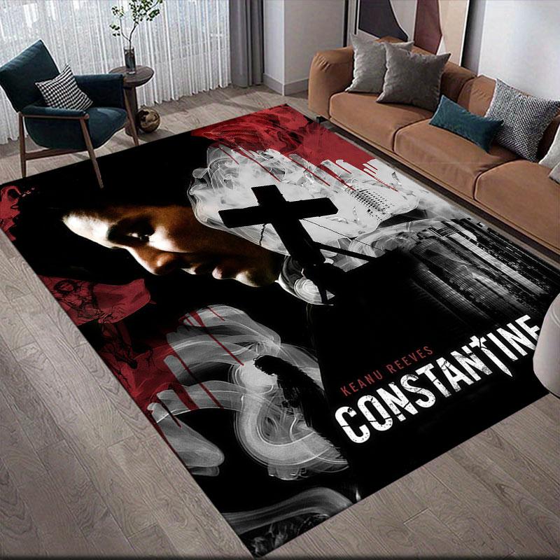 Constantine Flannel Printed Carpet, Home Sofa Decoration for Living Room & Bedroom, Non‑Slip Play Flannel Floor Mat for Game Room
