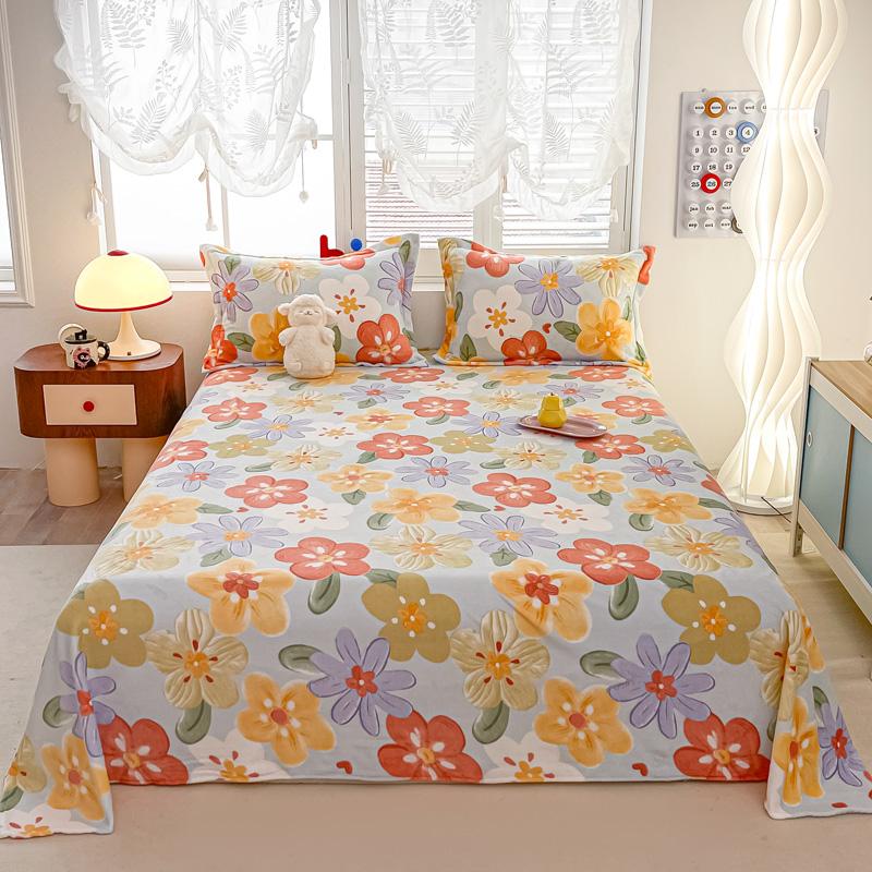 Cartoon Style Bedsheet Velvet Bed Linen Skin-friendly Flat Sheet Warm Bed Sheet for Winter Home Sheets sabanas (No Pillowcase)