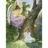 Vintage Guardian Angel Canvas Printmaking Gallery Decoration Angel Mom and Children Living Room Home Canvas Painting Wall Art