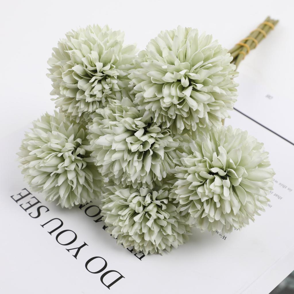 6 Artificial Dandelion And Chrysanthemum Ball Bouquets - Perfect for Home, Office, Coffee Shop, Garden Party, Wedding Decoration