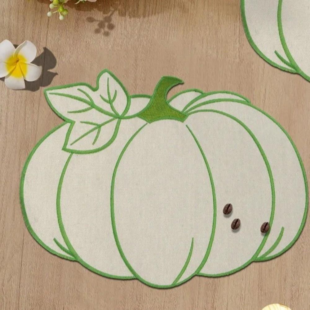 Embroidered Dining Table Mat Heat Insulated Pumpkin Placemat Durable Insulated Pad