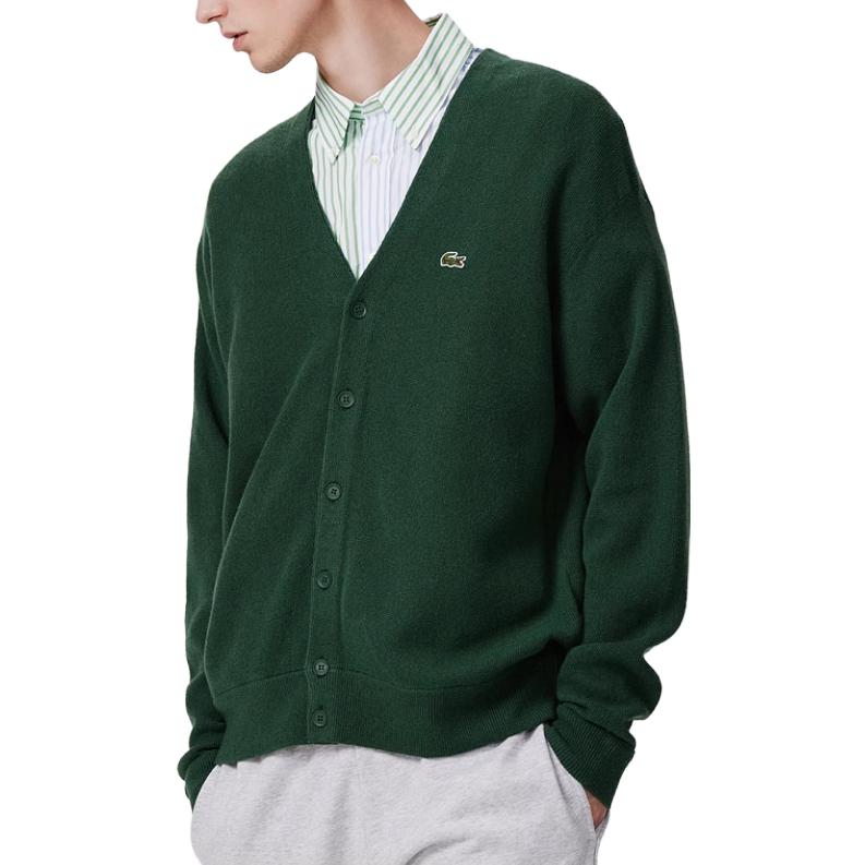 Lacoste Мужской вязаный кардиган Зеленый 132 С V-образным вырезом Умеренный AH0397-131090-132