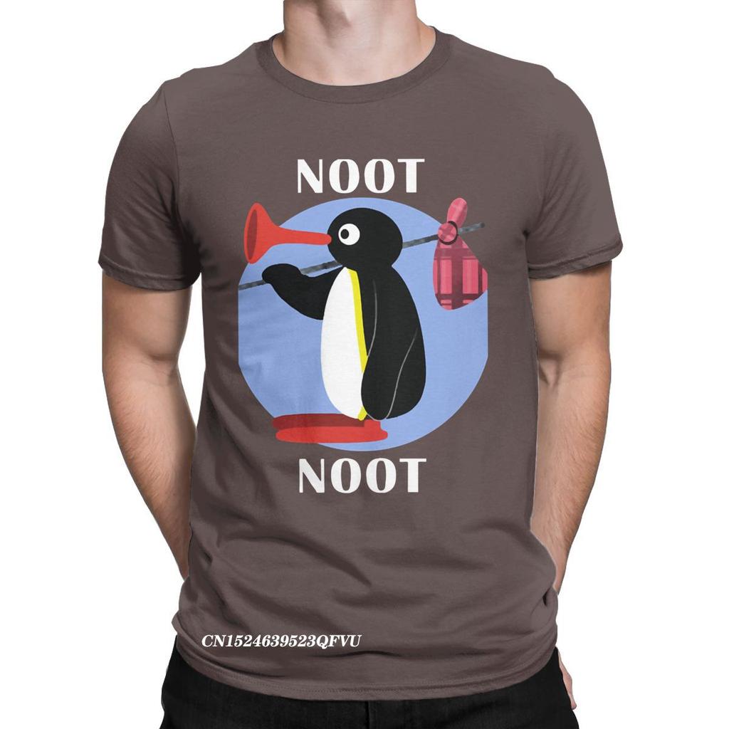 Футболка Noot Noot Pingu Мужская Женская Хлопковая Винтажная Футболка Круглый Вырез Футболка с Пингвином Одежда Харадзюку Классика