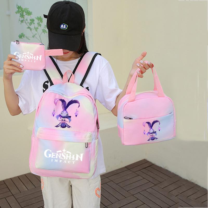 3Pcs/set Anime Girl Backpack Set School Students Kawaii Back To School Backpack Boy Children Lunch Bags Pencil Box