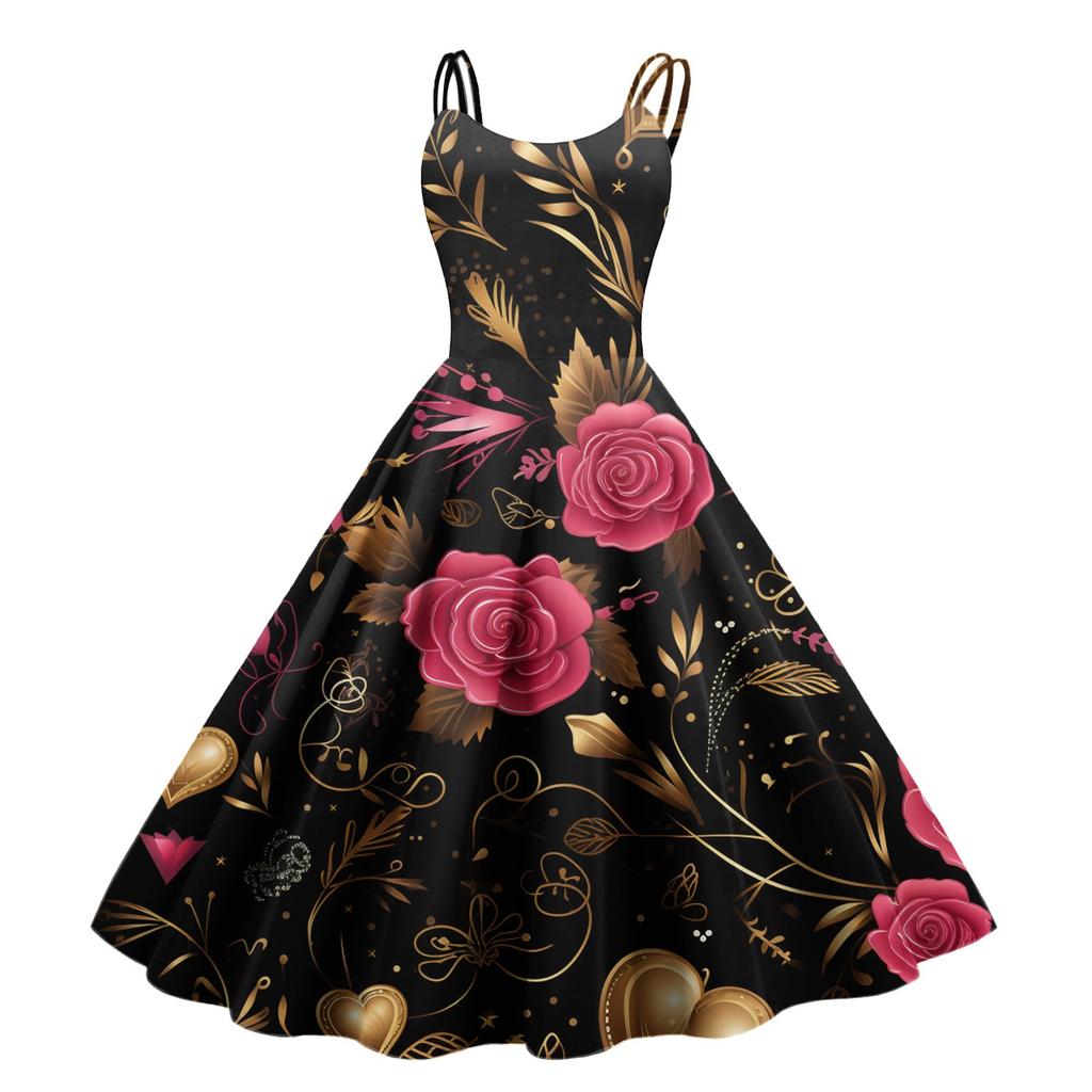 Женское повседневное модное платье с принтом в стиле ретро с открытыми плечами в стиле панк в стиле ретро