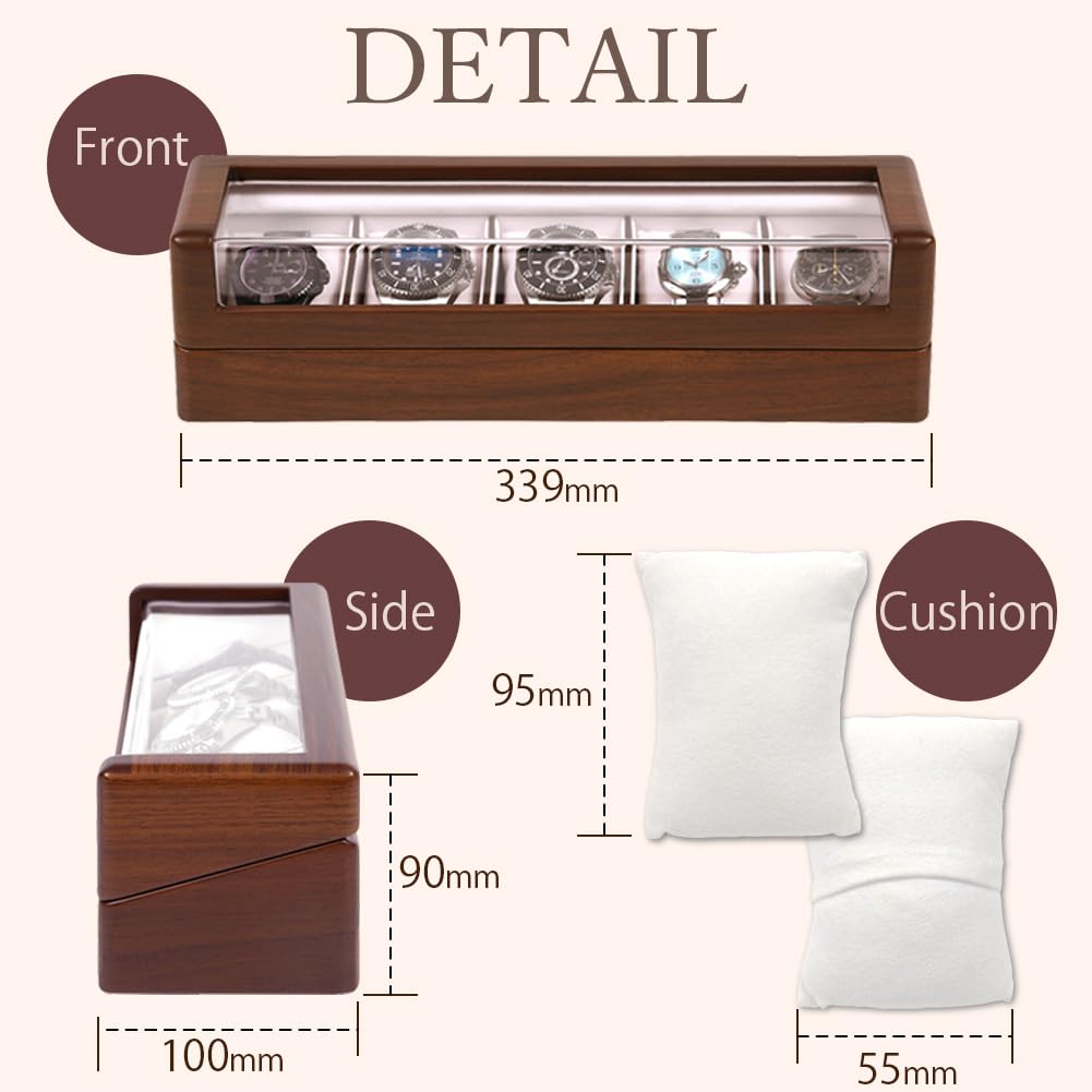 IGIMI Часы Деревянные часы Черный орех Вмещает 5 с рисунком текстуры коричневого дерева Коробка, Футляр, Хранение, Отделка, Largo, Часы, Окошко,