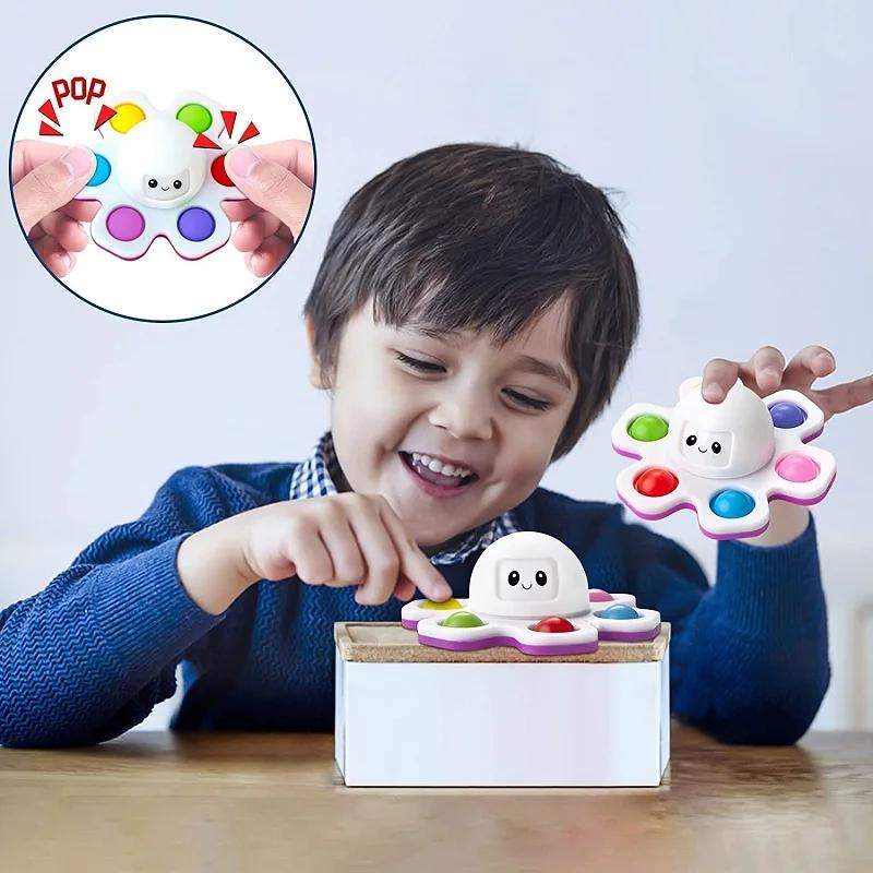 Fingertip gyro anti pressure push bubble Fidget Spinne face changing press toy children's fingertip octopus bubble music