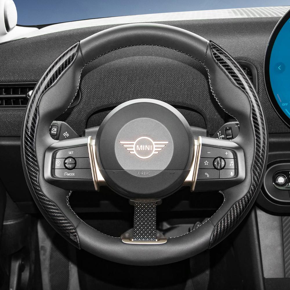 Suitable for Mini Carbon Fiber Texture Steering Wheel Cover with Segmented Quick-Release Design, Durable, for Models Such as Cooper 3-Door Countryman