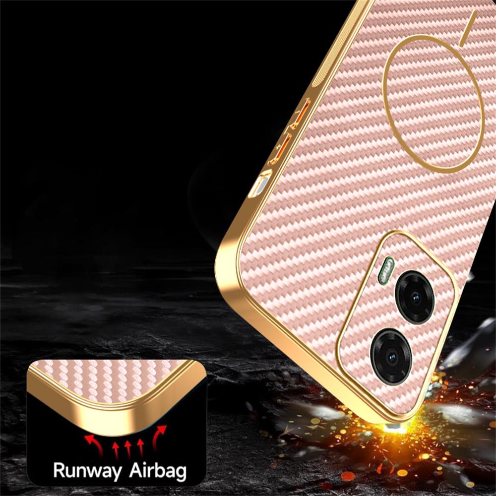 For Motorola Moto G35 5G Phone Case Carbon Fiber Textured Electroplated TPU Back Cover
