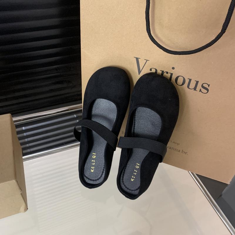 Внутреннее увеличение высоты ретро сумка голова полушлепанцы женская обувь верхняя одежда 2025 новая весна и осень универсальные полуподносы одинарная обувь