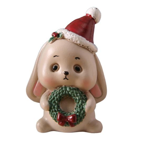 Christmas Miniature Figurines Mini Resin Santa Claus/Snowman/Tree/Bear/Rabbit Figurine 3D Cute Christmas Statue for Home Desk Decor Dollhouse