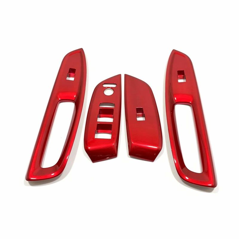 Car Door Armrest Panel Cover Window Glass Lift Switch Button Trims For Honda Fit Jazz GR RHD ABS Carbon Fiber Accessories