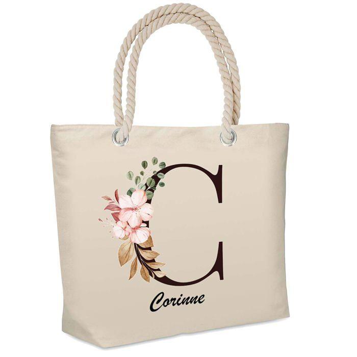 Sac isotherme - PLANETEE - Corinne Lettre Fleur - Coton imprimé France - Grande contenance - Motif Fleur