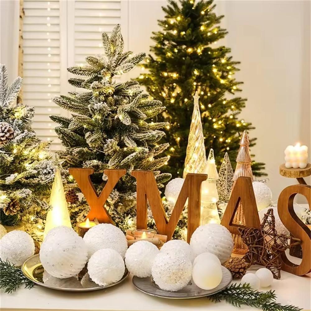 6/12pcs with Sequins Festive Decorative Ball Glitter Christmas Tree Hanging Ornaments  Wedding