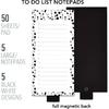5 Pack White Black Scandi Magnetic Notepads with Pen Holder,for Grocery, Shopping and to Do Lists with Checkbox,Note Pad for Refrigerator 3.3" x