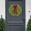 16 Inch Real Touch Norfolk Pine Christmas Wreath for Front Door Faux Cedar Greenery Wreath with Pine Cones And Bows for Wall Window Farmhouse Outdoor