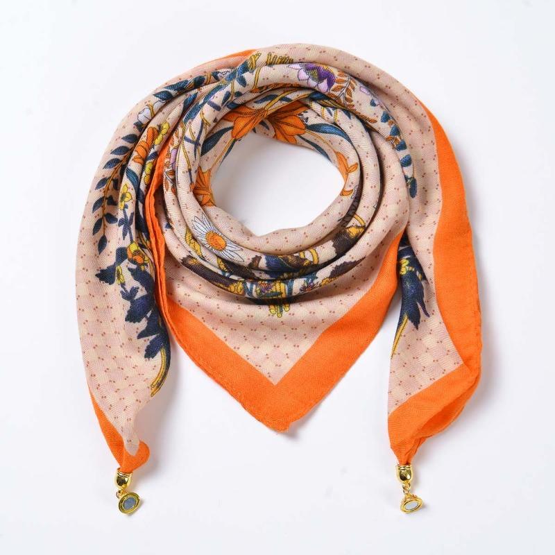 Hot-selling Magnetic Buckle Velvet Warm Square Scarf Women's Spring and Autumn Versatile Silk Scarf Scarf Temperament Small Scarf