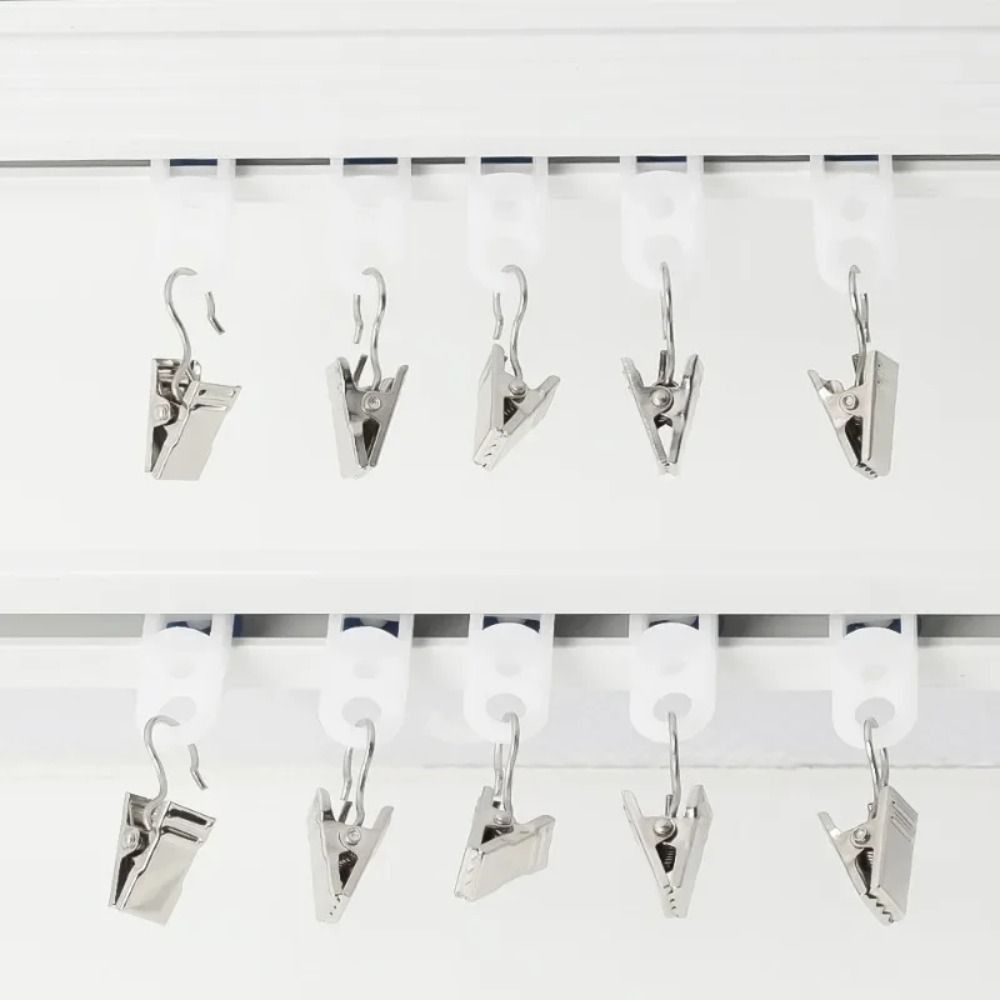 100Pcs Stainless Steel Window Curtain Clips Hanging Opening/Closed Mouth Shower Curtain Hook Clips Small Fixed Drapes Clamp
