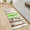 Distressed Green  White Wood Pattern Long Rug, Non-Slip Runner Mat for Hallway  Living Room