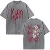 Korn Tour 2026 Merch Vintage Washed T Shirt Fan Gifts Metal Gothic Rock Band T Shirts Men Casual Oversized Short Sleeve T-shirt