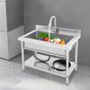 Freestanding Stainless Steel Utility Sink with Pull-Out Sprayer Faucet, Modern Single Bowl Workstation Sink for Laundry Garage