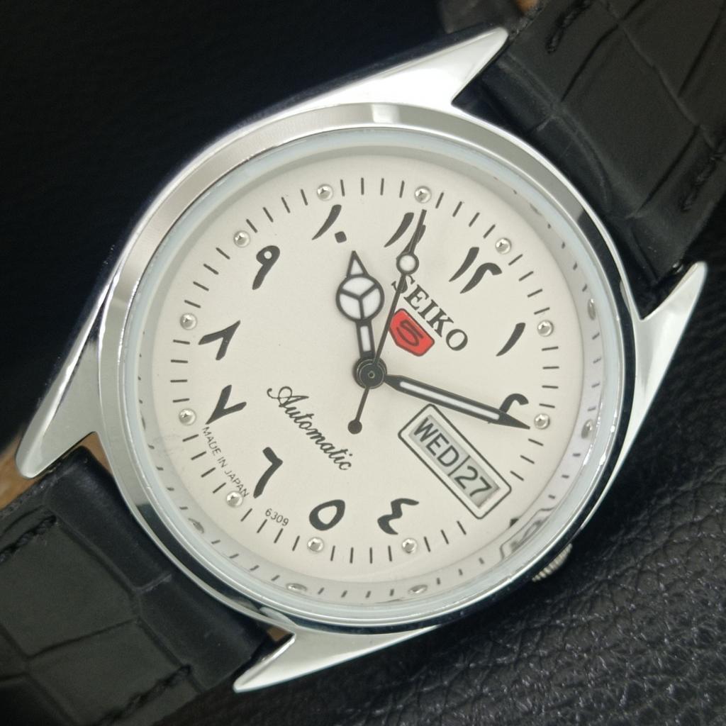 VINTAGE REFURBISHED SEIKO 5 AUTOMATIC 6309A JAPAN MENS WHITE WATCH a442442-4