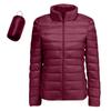 Women's Lightweight Down Jacket, Solid Color, Stand Up Collar, Down Jacket With Pockets
