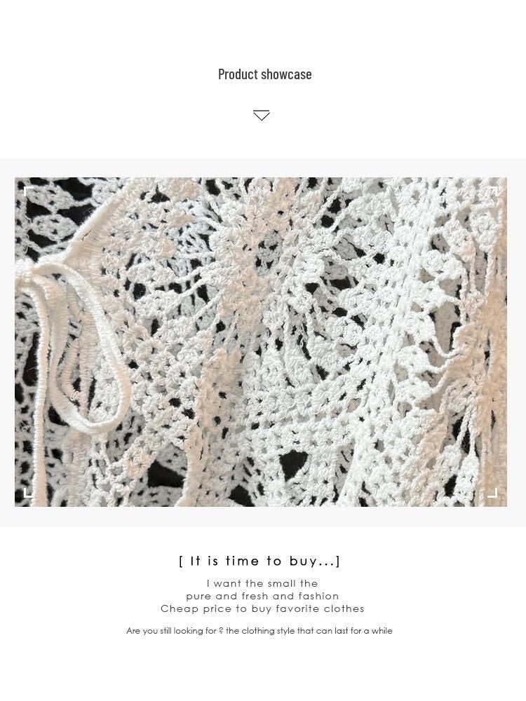 Богемный вязаный кардиган на завязках крючком - Женский топ с длинным рукавом для защиты от солнца