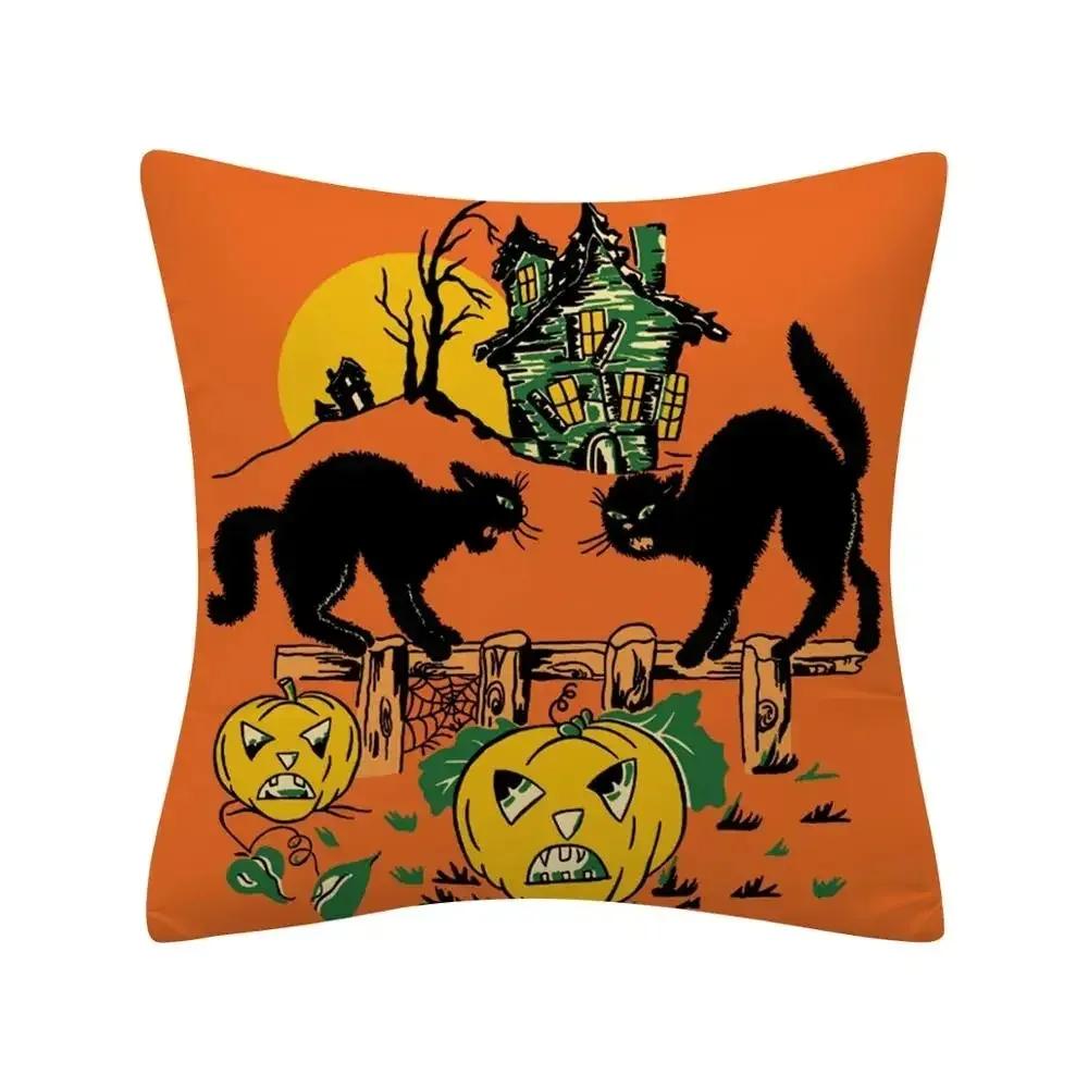1 шт. Декоративная наволочка для подушки на Хэллоуин, украшение для дивана в гостиной, волшебная тыква, кошка, наволочка для подушки, украшение для дома