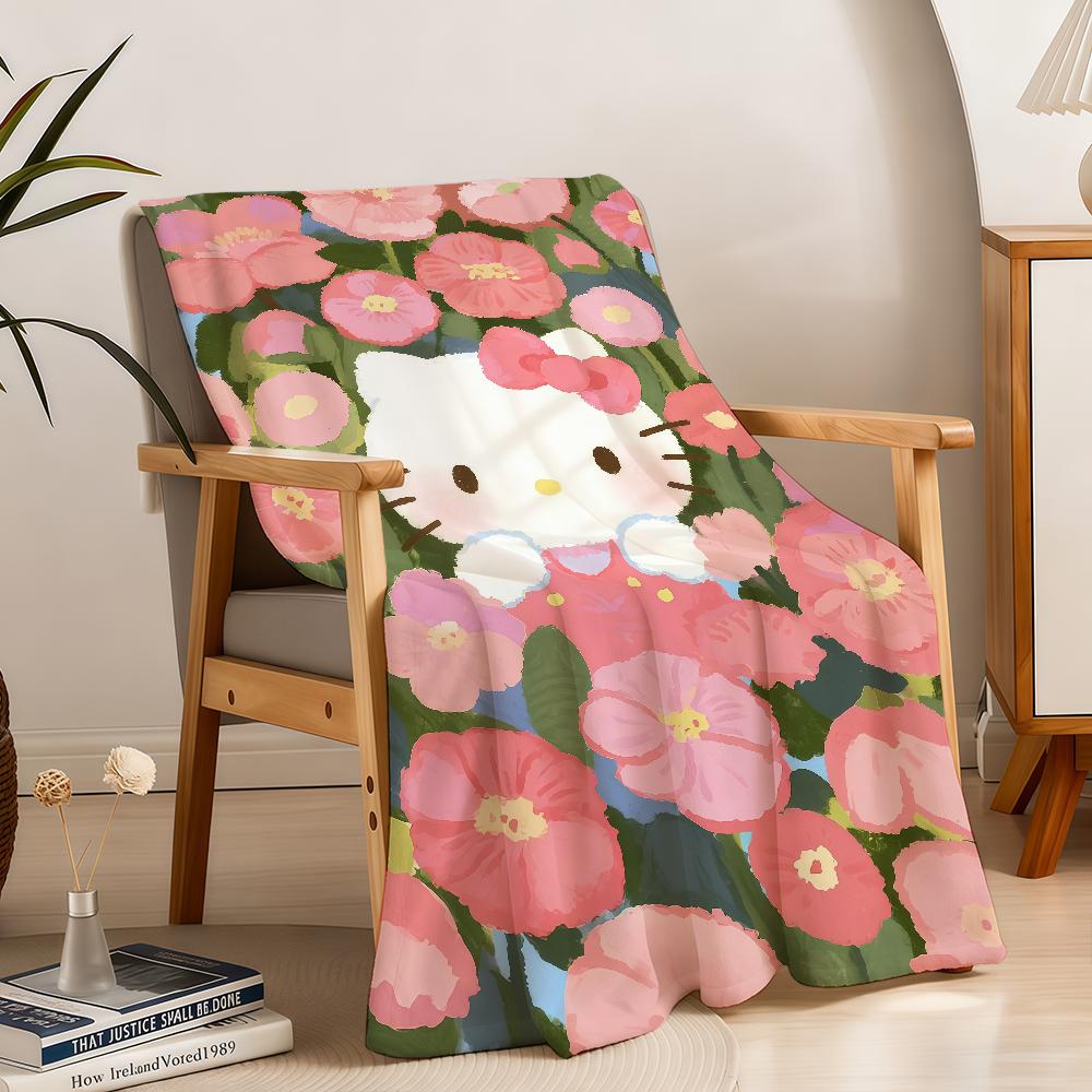 H-Hello Blanket Throw Super Cosy Plush Flower Living Room Sofa Couch Childish SRO Birthday K-Kitty Pink Gifts